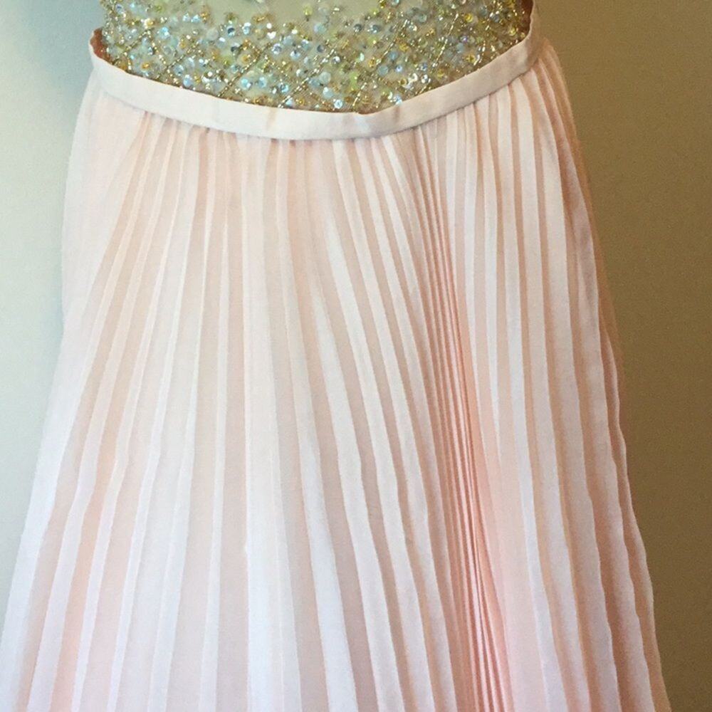 Jovani halter Gown W/ Beaded BodicePleated Skirt - Picture 6 of 9